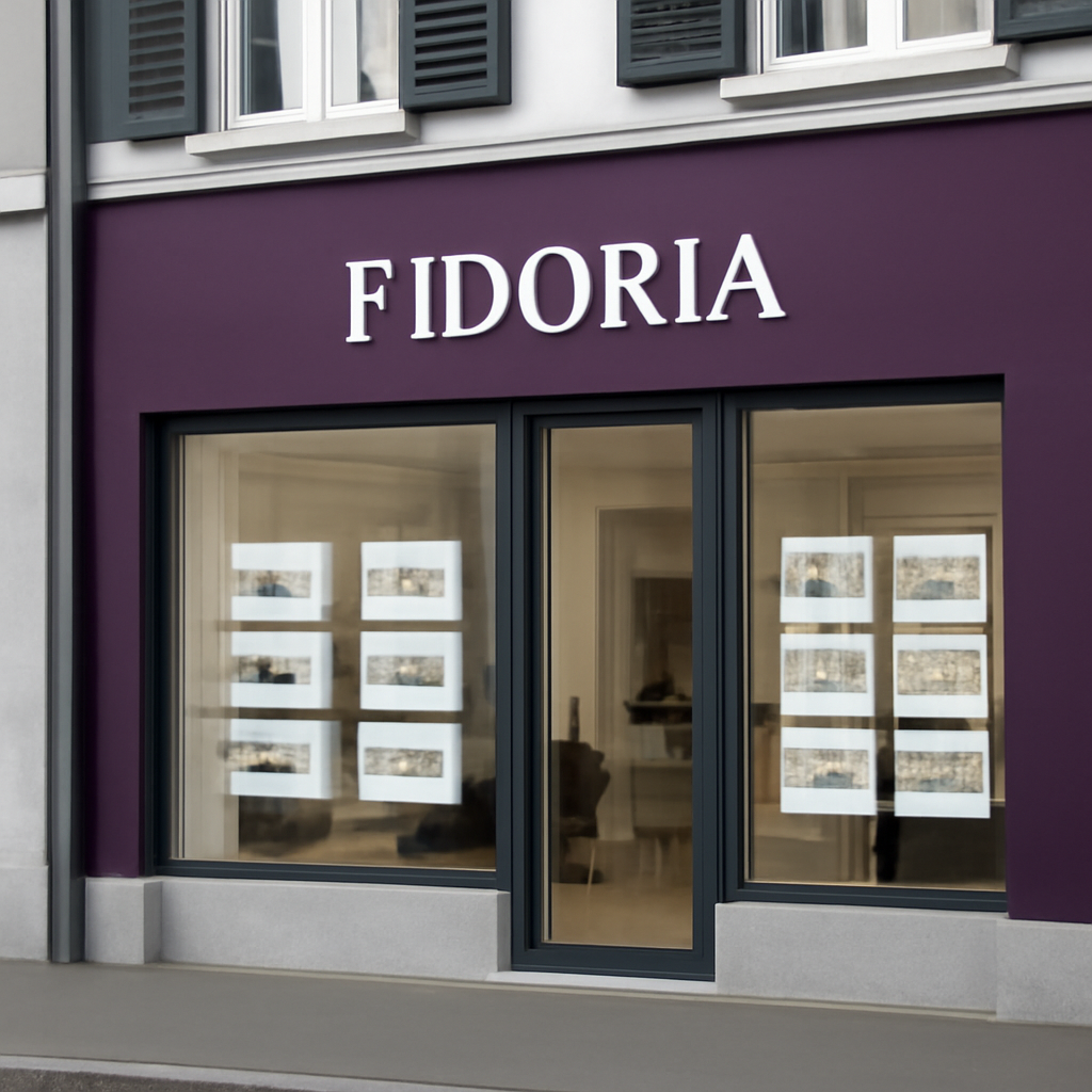 Exterior of a Swiss real estate agency office